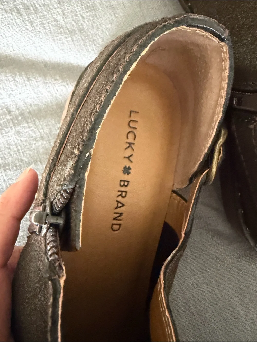 Lucky Brand Womens Distressed Brown Chukka Boots with Side Buckle